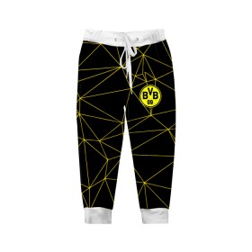 Детские брюки 3D с принтом BORUSSIA. в городе Новоалтайск, 100% полиэстер | манжеты по низу, эластичный пояс регулируется шнурком, по бокам два кармана без застежек, внутренняя часть кармана из мелкой сетки | borussia | fc | football | football club | sport | боруссия | боруссия дортмунд | дортмунда | немецкий футбольный клуб | спорт | уефа | униформа | фирменные цвета | фк | футбол | футбольный клуб