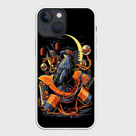 Чехол для iPhone 13 mini с принтом ВОРОН СТИМПАНК в городе Новоалтайск,  |  | dark | ворон | луна | мечи | мрак | ночь | самурай | стимпанк