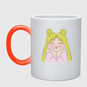 Кружка хамелеон с принтом Sailor Moon в городе Новоалтайск, керамика | меняет цвет при нагревании, емкость 330 мл | face | girl | sailor moon | sailormoon | девочка | лицо | мультяшка | сейлормун | сэйлор мун
