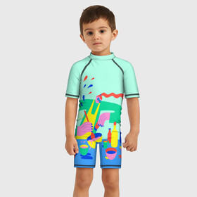 Детский купальный костюм 3D с принтом готовка в городе Новоалтайск, Полиэстер 85%, Спандекс 15% | застежка на молнии на спине | блюда | готовка | еда | кулинар | повар | шеф повар