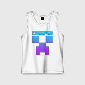 Детская майка хлопок с принтом MINECRAFT CREEPER в городе Новоалтайск,  |  | Тематика изображения на принте: creeper | game | minecraft | блоки | игра | квадраты | компьютерная | крипер | криппер | майнкрафт | огонь