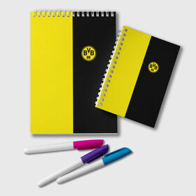 Блокнот с принтом BORUSSIA в городе Новоалтайск, 100% бумага | 48 листов, плотность листов — 60 г/м2, плотность картонной обложки — 250 г/м2. Листы скреплены удобной пружинной спиралью. Цвет линий — светло-серый
 | borussia | fc | football | football club | sport | боруссия | спорт | спортивные | униформа | фирменные цвета | фк | футбол | футбольный клуб