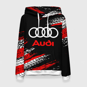 Женская толстовка 3D с принтом AUDI. в городе Новоалтайск, 100% полиэстер  | двухслойный капюшон со шнурком для регулировки, мягкие манжеты на рукавах и по низу толстовки, спереди карман-кенгуру с мягким внутренним слоем. | 2020 | audi | auto | sport | авто | автомобиль | автомобильные | ауди | бренд | марка | машины | спорт