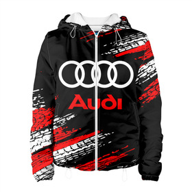 Женская куртка 3D с принтом AUDI. в городе Новоалтайск, ткань верха — 100% полиэстер, подклад — флис | прямой крой, подол и капюшон оформлены резинкой с фиксаторами, два кармана без застежек по бокам, один большой потайной карман на груди. Карман на груди застегивается на липучку | 2020 | audi | auto | sport | авто | автомобиль | автомобильные | ауди | бренд | марка | машины | спорт