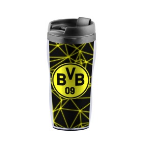 Термокружка-непроливайка с принтом BORUSSIA. в городе Новоалтайск, внутренняя часть — пищевой пластик, наружная часть — прозрачный пластик, между ними — полиграфическая вставка с рисунком | объем — 350 мл, герметичная крышка | Тематика изображения на принте: borussia | fc | football | football club | sport | боруссия | боруссия дортмунд | дортмунда | немецкий футбольный клуб | спорт | уефа | униформа | фирменные цвета | фк | футбол | футбольный клуб