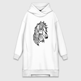 Платье-худи хлопок с принтом Конь Art в городе Новоалтайск,  |  | black | casual | cowboy | horse | арт | голова | грива | дикие | единорог | жеребец | животные | звери | кобыла | ковбой | конь | краски | лошадка | лошадь | мерин | мустанг | парнокопытные | пегас | пони | рисунок