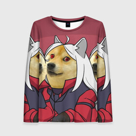 Женский лонгслив 3D с принтом ХЕЛЛТЕЙКЕР ДОГГО в городе Новоалтайск, 100% полиэстер | длинные рукава, круглый вырез горловины, полуприлегающий силуэт | Тематика изображения на принте: anime | azazel | dog | hell | helltaker | justice | lucifer | malina | meme | modeus | pandemonica | zdrada | ад | аниме | демон | догго | здрада | люцифер | малина | мем | модеус | пандемоника | правосудие | хеллтейкер | хэл