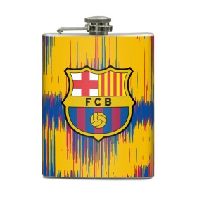 Фляга с принтом FC BARCELONA. в городе Новоалтайск, металлический корпус | емкость 0,22 л, размер 125 х 94 мм. Виниловая наклейка запечатывается полностью | Тематика изображения на принте: barca | barcelona | fc barca | барка | барселона