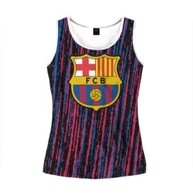 Женская майка 3D с принтом FC BARCELONA. в городе Новоалтайск, 100% полиэстер | круглая горловина, прямой силуэт, длина до линии бедра | barca | barcelona | fc barca | барка | барселона
