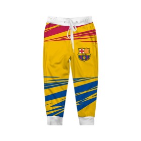 Детские брюки 3D с принтом FC BARCELONA. в городе Новоалтайск, 100% полиэстер | манжеты по низу, эластичный пояс регулируется шнурком, по бокам два кармана без застежек, внутренняя часть кармана из мелкой сетки | barca | barcelona | fc barca | барка | барселона