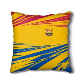 Подушка 3D с принтом FC BARCELONA. в городе Новоалтайск, наволочка – 100% полиэстер, наполнитель – холлофайбер (легкий наполнитель, не вызывает аллергию). | состоит из подушки и наволочки. Наволочка на молнии, легко снимается для стирки | Тематика изображения на принте: barca | barcelona | fc barca | барка | барселона