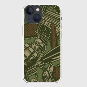 Чехол для iPhone 13 mini с принтом Военный инвентарь | Military equipment (Z) в городе Новоалтайск,  |  | m416 | vdv | автомат | вдв | вдв ссср | военные | воздушно десантные войска | войска дяди васи | вооружённые силы | граната | гранаты | десант | м416 | мка | никто кроме нас | патрон | пули | пуля