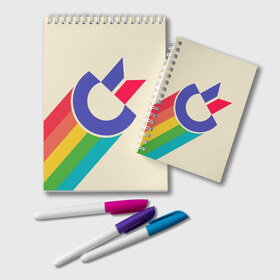 Блокнот с принтом Commodore 64 Logo в городе Новоалтайск, 100% бумага | 48 листов, плотность листов — 60 г/м2, плотность картонной обложки — 250 г/м2. Листы скреплены удобной пружинной спиралью. Цвет линий — светло-серый
 | Тематика изображения на принте: coding | commodore 64 | it | programming | комп | компьютер | прогер | программирование | программист | ретро