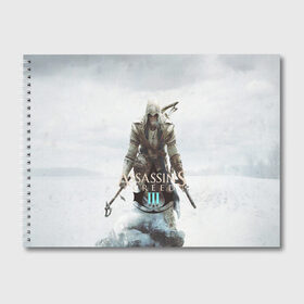 Альбом для рисования с принтом ASSASSIN`S CREED lll в городе Новоалтайск, 100% бумага
 | матовая бумага, плотность 200 мг. | black flag | brotherhood | chronicles | creed | game | origins | revelations | rogue | syndicate | unity | valhalla | альтаир | ассасин | игры | кинжал | пираты