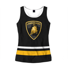 Женская майка 3D с принтом Lamborghini Uniform в городе Новоалтайск, 100% полиэстер | круглая горловина, прямой силуэт, длина до линии бедра | car | lambo | lamborghini | sport | авто | бык | гонка | ламбо | ламборгини | ламборджини | спорт | спорткар