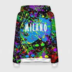 Женская толстовка 3D с принтом Milano в городе Новоалтайск, 100% полиэстер  | двухслойный капюшон со шнурком для регулировки, мягкие манжеты на рукавах и по низу толстовки, спереди карман-кенгуру с мягким внутренним слоем. | fashion | italy | milano | paint | vanguard | авангард | италия | краска | милан | мода | надпись | текст | фраза