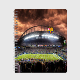 Тетрадь с принтом FC BARCELONA в городе Новоалтайск, 100% бумага | 48 листов, плотность листов — 60 г/м2, плотность картонной обложки — 250 г/м2. Листы скреплены сбоку удобной пружинной спиралью. Уголки страниц и обложки скругленные. Цвет линий — светло-серый
 | barcelona | championship | fc | football | footer | soccer | socker | sport | барселона | европейская лига | одежда | спорт | спортивный | униформа | футбол | футбольный клуб | чемпионат