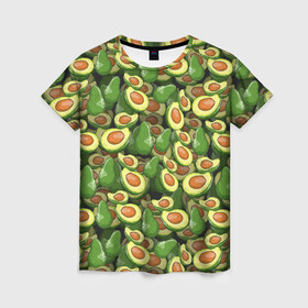 Женская футболка 3D с принтом avocado в городе Новоалтайск, 100% полиэфир ( синтетическое хлопкоподобное полотно) | прямой крой, круглый вырез горловины, длина до линии бедер | avocado | авокадо | веганство | вегетарианство | еда | зеленый | земля | зож | листья | овощи | позиция | природа | фрукты