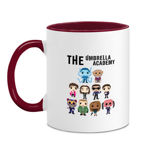 Кружка двухцветная с принтом The umbrella academy (Z) в городе Новоалтайск, керамика | объем — 330 мл, диаметр — 80 мм. Цветная ручка и кайма сверху, в некоторых цветах — вся внутренняя часть | Тематика изображения на принте: dark horse comics | the umbrella academy | академия амбрелла | белая скрипка | бен харгривз | комикс | комильфо | космобой | кракен | реджинальд харгривз | сеанс | слух