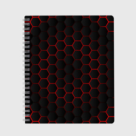 Тетрадь с принтом 3D black & red в городе Новоалтайск, 100% бумага | 48 листов, плотность листов — 60 г/м2, плотность картонной обложки — 250 г/м2. Листы скреплены сбоку удобной пружинной спиралью. Уголки страниц и обложки скругленные. Цвет линий — светло-серый
 | 3d кубики | 3д кубики | sport | абстракция | брызги | краска | кубики | линии | паттерн | спорт | спортивная | спортивный стиль | стиль | текстуры | тренировка | узор