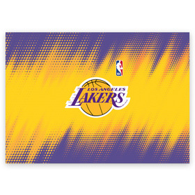Поздравительная открытка с принтом Los Angeles Lakers в городе Новоалтайск, 100% бумага | плотность бумаги 280 г/м2, матовая, на обратной стороне линовка и место для марки
 | Тематика изображения на принте: basketball | game | lakers | los angeles | los angeles lakers | nba | sport | баскетбол | игра | лейкерс | лос анджелес | лос анджелес лейкерс | нба | спорт