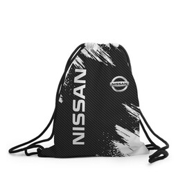 Рюкзак-мешок 3D с принтом NISSAN в городе Новоалтайск, 100% полиэстер | плотность ткани — 200 г/м2, размер — 35 х 45 см; лямки — толстые шнурки, застежка на шнуровке, без карманов и подкладки | nissan | авто | автомобиль | логотип | марка | машина | надпись | нисан | текстура