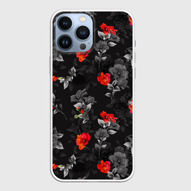 Чехол для iPhone 13 Pro Max с принтом Красные цветы в городе Новоалтайск,  |  | Тематика изображения на принте: весна | дача | летние цветы | летняя | лето | паттерн | розы | сад | свежесть | текстуры | узор | цветы