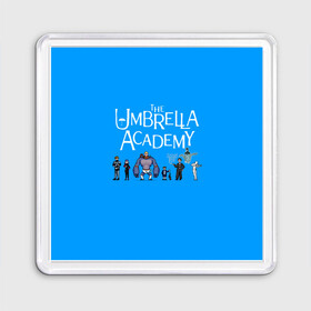 Магнит 55*55 с принтом The umbrella academy в городе Новоалтайск, Пластик | Размер: 65*65 мм; Размер печати: 55*55 мм | Тематика изображения на принте: dark horse comics | netflix | the umbrella academy | umbrella | академия амбрелла | белая скрипка | бен харгривз | комикс | комильфо | космобой | кракен | реджинальд харгривз | сеанс | слух
