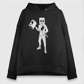 Женское худи Oversize хлопок с принтом MARSHMELLO & FORTNITE в городе Новоалтайск, френч-терри — 70% хлопок, 30% полиэстер. Мягкий теплый начес внутри —100% хлопок | боковые карманы, эластичные манжеты и нижняя кромка, капюшон на магнитной кнопке | fortnite | game | game fortnite | marshmello | music | зефир | зефирка | игра | игра фортнайт | лого | лого marshmello | лого маршмеллоу | логотип | логотип marshmello | логотип маршмеллоу | маршиеллоу | маска | музыка | музыкант