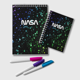 Блокнот с принтом NASA l НАСА(S) в городе Новоалтайск, 100% бумага | 48 листов, плотность листов — 60 г/м2, плотность картонной обложки — 250 г/м2. Листы скреплены удобной пружинной спиралью. Цвет линий — светло-серый
 | cosmonavt | galaxy | nasa | nebula | space | star | абстракция | астронавт | вселенная | галактика | звезда | звезды | космический | космонавт | наса | планеты | скафандр