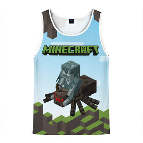 Мужская майка 3D с принтом Minecraft паук в городе Новоалтайск, 100% полиэстер | круглая горловина, приталенный силуэт, длина до линии бедра. Пройма и горловина окантованы тонкой бейкой | minecraft | копатель | кубики | майкрафт | майнкрафт | мморг | мультиплеер | пиксели | пиксельная игра | развивающая игра | рпг | строительство | стройка