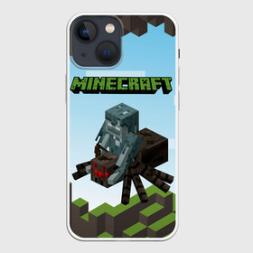 Чехол для iPhone 13 mini с принтом Minecraft паук в городе Новоалтайск,  |  | minecraft | копатель | кубики | майкрафт | майнкрафт | мморг | мультиплеер | пиксели | пиксельная игра | развивающая игра | рпг | строительство | стройка
