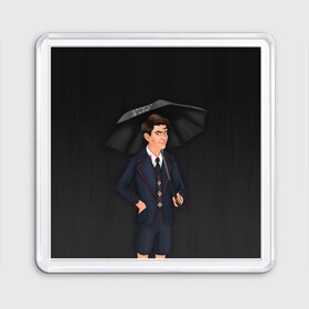 Магнит 55*55 с принтом The umbrella academy в городе Новоалтайск, Пластик | Размер: 65*65 мм; Размер печати: 55*55 мм | Тематика изображения на принте: dark horse comics | netflix | the umbrella academy | umbrella | академия амбрелла | белая скрипка | бен харгривз | комикс | комильфо | космобой | кракен | реджинальд харгривз | сеанс | слух