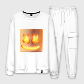 Мужской костюм хлопок с принтом Marshmello в городе Новоалтайск, 100% хлопок | на свитшоте круглая горловина, мягкая резинка по низу. Брюки заужены к низу, на них два вида карманов: два “обычных” по бокам и два объемных, с клапанами, расположенные ниже линии бедра. Брюки с мягкой трикотажной резинкой на поясе и по низу штанин. В поясе для дополнительного комфорта — широкие завязки | marshmello | маршмеллоу | маршмэлло