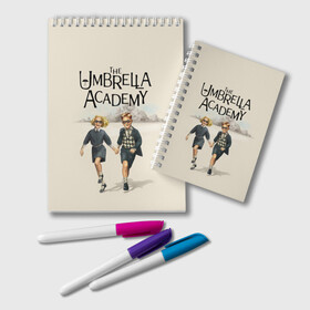 Блокнот с принтом The umbrella academy в городе Новоалтайск, 100% бумага | 48 листов, плотность листов — 60 г/м2, плотность картонной обложки — 250 г/м2. Листы скреплены удобной пружинной спиралью. Цвет линий — светло-серый
 | Тематика изображения на принте: dark horse comics | netflix | the umbrella academy | umbrella | академия амбрелла | белая скрипка | бен харгривз | комикс | комильфо | космобой | кракен | реджинальд харгривз | сеанс | слух