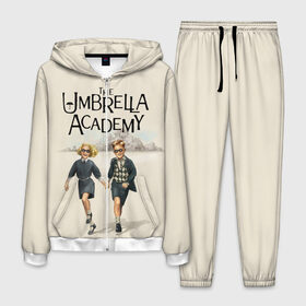 Мужской костюм 3D с принтом The umbrella academy в городе Новоалтайск, 100% полиэстер | Манжеты и пояс оформлены тканевой резинкой, двухслойный капюшон со шнурком для регулировки, карманы спереди | Тематика изображения на принте: dark horse comics | netflix | the umbrella academy | umbrella | академия амбрелла | белая скрипка | бен харгривз | комикс | комильфо | космобой | кракен | реджинальд харгривз | сеанс | слух