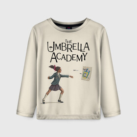 Детский лонгслив 3D с принтом The umbrella academy в городе Новоалтайск, 100% полиэстер | длинные рукава, круглый вырез горловины, полуприлегающий силуэт
 | Тематика изображения на принте: dark horse comics | netflix | the umbrella academy | umbrella | академия амбрелла | белая скрипка | бен харгривз | комикс | комильфо | космобой | кракен | реджинальд харгривз | сеанс | слух