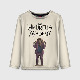 Детский лонгслив 3D с принтом The umbrella academy в городе Новоалтайск, 100% полиэстер | длинные рукава, круглый вырез горловины, полуприлегающий силуэт
 | Тематика изображения на принте: dark horse comics | netflix | the umbrella academy | umbrella | академия амбрелла | белая скрипка | бен харгривз | комикс | комильфо | космобой | кракен | реджинальд харгривз | сеанс | слух
