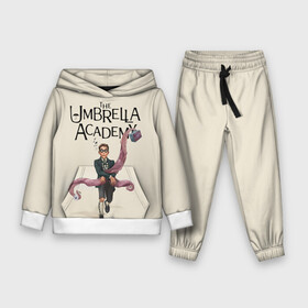 Детский костюм 3D (с толстовкой) с принтом The umbrella academy в городе Новоалтайск,  |  | Тематика изображения на принте: dark horse comics | netflix | the umbrella academy | umbrella | академия амбрелла | белая скрипка | бен харгривз | комикс | комильфо | космобой | кракен | реджинальд харгривз | сеанс | слух