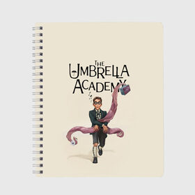 Тетрадь с принтом The umbrella academy в городе Новоалтайск, 100% бумага | 48 листов, плотность листов — 60 г/м2, плотность картонной обложки — 250 г/м2. Листы скреплены сбоку удобной пружинной спиралью. Уголки страниц и обложки скругленные. Цвет линий — светло-серый
 | dark horse comics | netflix | the umbrella academy | umbrella | академия амбрелла | белая скрипка | бен харгривз | комикс | комильфо | космобой | кракен | реджинальд харгривз | сеанс | слух
