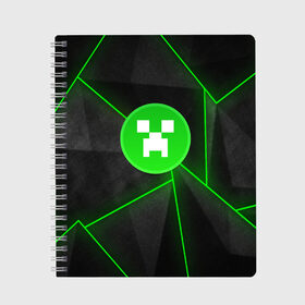 Тетрадь с принтом MINECRAFT CREEPER(S) в городе Новоалтайск, 100% бумага | 48 листов, плотность листов — 60 г/м2, плотность картонной обложки — 250 г/м2. Листы скреплены сбоку удобной пружинной спиралью. Уголки страниц и обложки скругленные. Цвет линий — светло-серый
 | Тематика изображения на принте: craft | creeper | dungeon | dungeons | earth | game | logo | mine | minecraft | minecraft dungeons | mobile | online | дунгеонс | земля | зомби | игра | крипер | лого | майкрафт | майнкрафт | онлайн | подземелье