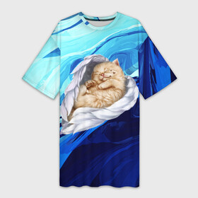 Платье-футболка 3D с принтом Котик Ангелочек в городе Новоалтайск,  |  | angel | cat | cats | kitten | mem | memes | moon | ангел | ангелочек | глаза | глазки | киска | кот | котёнок | котик | котики | котэ | котята | кошак | кошка | кошки | красивая | луна | лунный кот | мем | мемчики | милая
