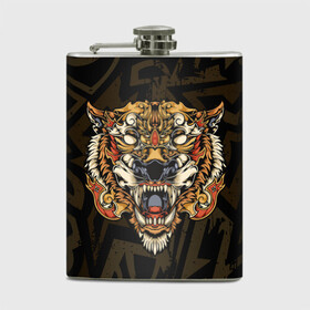 Фляга с принтом Тигровый стимпанк (Tiger) в городе Новоалтайск, металлический корпус | емкость 0,22 л, размер 125 х 94 мм. Виниловая наклейка запечатывается полностью | Тематика изображения на принте: барс | волк | детёныш | джунгли | енот | животное | злость | зубр | клыки | кот | лев | леопард | лес | листья | львица | медведь | монстр | оскал | охотник | пасть | полосы | пятнистая | рык | рычание | тигр