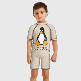 Детский купальный костюм 3D с принтом Linux в городе Новоалтайск, Полиэстер 85%, Спандекс 15% | застежка на молнии на спине | engineer | math | nerd | sience | инженер