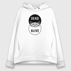 Женское худи Oversize хлопок с принтом Shredinger cat в городе Новоалтайск, френч-терри — 70% хлопок, 30% полиэстер. Мягкий теплый начес внутри —100% хлопок | боковые карманы, эластичные манжеты и нижняя кромка, капюшон на магнитной кнопке | engineer | math | nerd | sience | инженер | кот шрёдингера