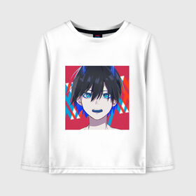Детский лонгслив хлопок с принтом darling in the franxx в городе Новоалтайск, 100% хлопок | круглый вырез горловины, полуприлегающий силуэт, длина до линии бедер | darling in the franxx | hiro | любимый во франксе | милый во франске | хиро | хиро любимый во франксе