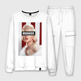 Мужской костюм хлопок с принтом MARILYN MONROE в городе Новоалтайск, 100% хлопок | на свитшоте круглая горловина, мягкая резинка по низу. Брюки заужены к низу, на них два вида карманов: два “обычных” по бокам и два объемных, с клапанами, расположенные ниже линии бедра. Брюки с мягкой трикотажной резинкой на поясе и по низу штанин. В поясе для дополнительного комфорта — широкие завязки | cinema | hollywood | marylyn | monroe | retro | usa | актриса | голливуд | кина | красота | мэрлин монро | ретро