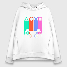 Женское худи Oversize хлопок с принтом The gamer в городе Новоалтайск, френч-терри — 70% хлопок, 30% полиэстер. Мягкий теплый начес внутри —100% хлопок | боковые карманы, эластичные манжеты и нижняя кромка, капюшон на магнитной кнопке | game | playstation | ps | the gamer | джойстик | игра | игровая приставка | плейстейшен | пс | символы