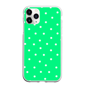 Чехол для iPhone 11 Pro Max матовый с принтом Горошек на зеленом в городе Новоалтайск, Силикон |  | Тематика изображения на принте: baby | casual | girl | green | pattern | геометрия | горох | горошек | девушкам | детские | зелень | круги | круглый | кружочки | летние | лето | листья | многоточие | мятный | нежные | орнамент | пастельные | паттерн