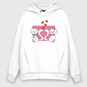 Мужское худи Oversize хлопок с принтом Happy love в городе Новоалтайск, френч-терри — 70% хлопок, 30% полиэстер. Мягкий теплый начес внутри —100% хлопок | боковые карманы, эластичные манжеты и нижняя кромка, капюшон на магнитной кнопке | cat | ears | eyes | heart | kitten | moustache | muzzle | paws | tail | арт | глаза | животные | картинка | кот | котенок | кошка | лапы | рисунок | сердце | усы | уши | хвост